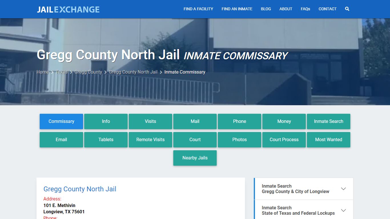 Inmate Commissary, Care Packs - Gregg County North Jail, TX